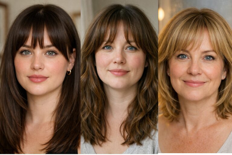 20 Flattering Bangs Hairstyles for Round Faces: Soft Looks That Help Balance Full Cheeks