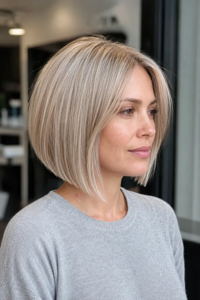 Blunt angled bob for fine hair