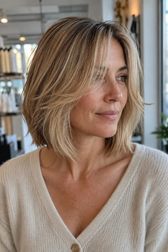 Collarbone angled lob with feathered ends