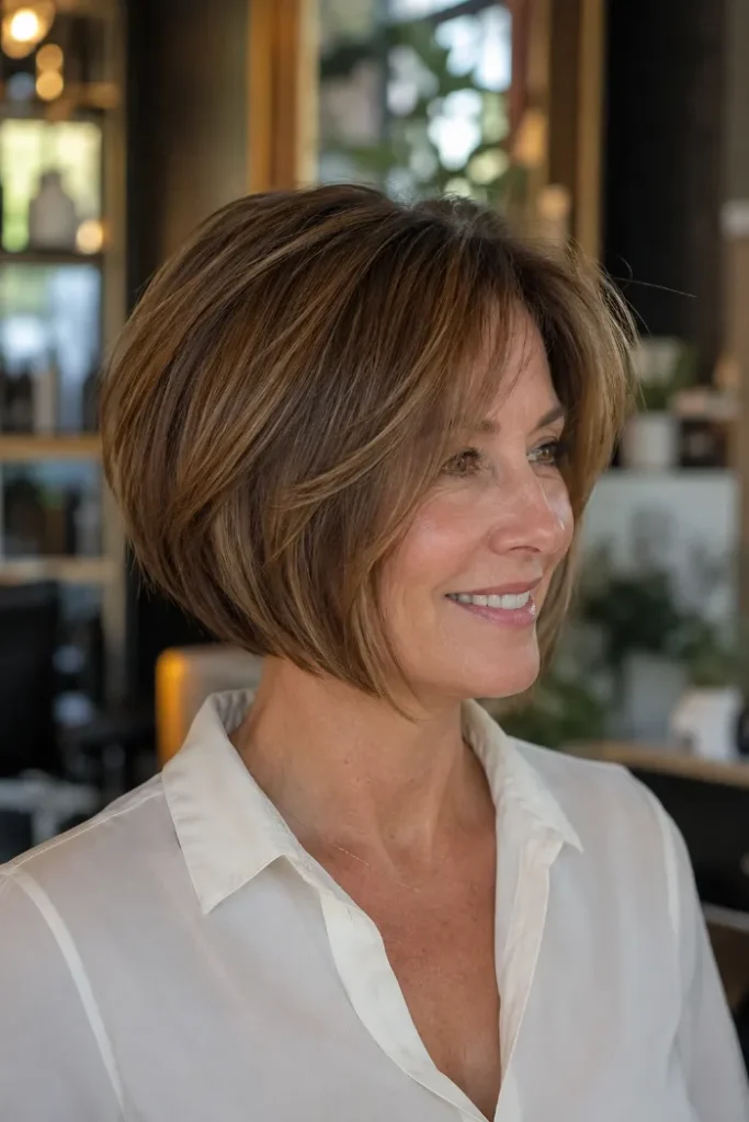 Italian-inspired angled bob with soft volume