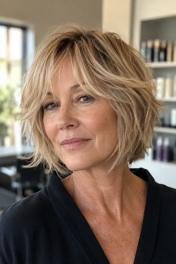 20 Short Shag Bob with Choppy Layers For Women Over 50