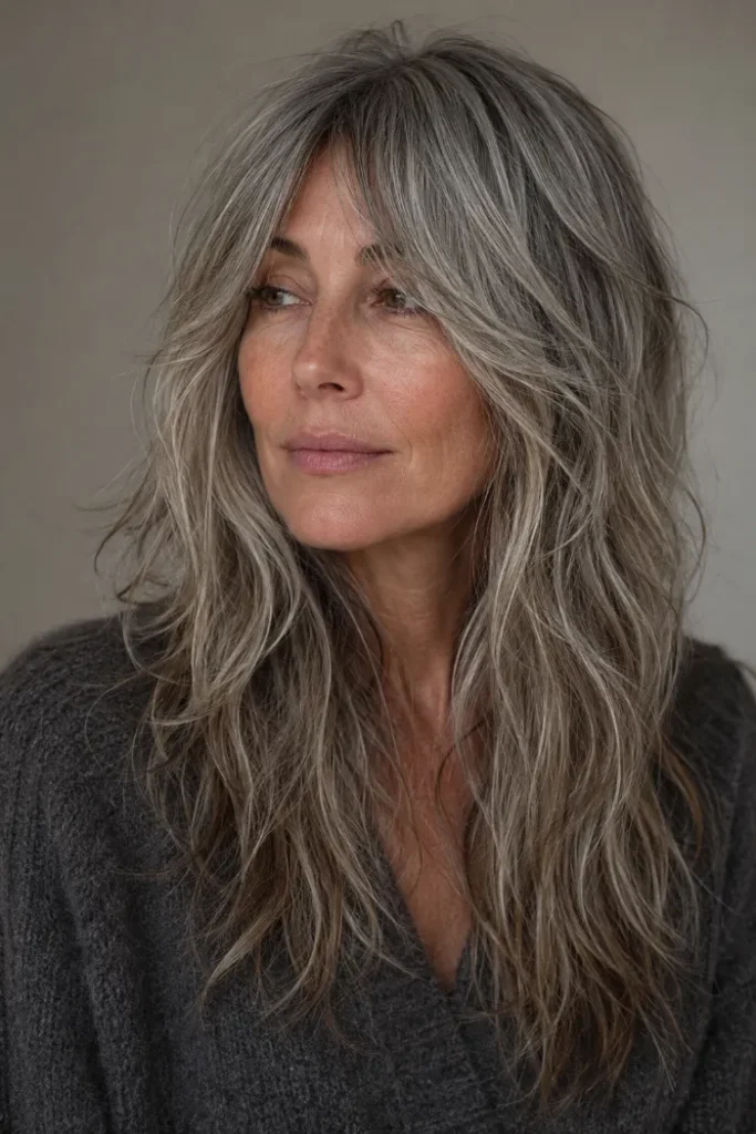 Long gray boho shag