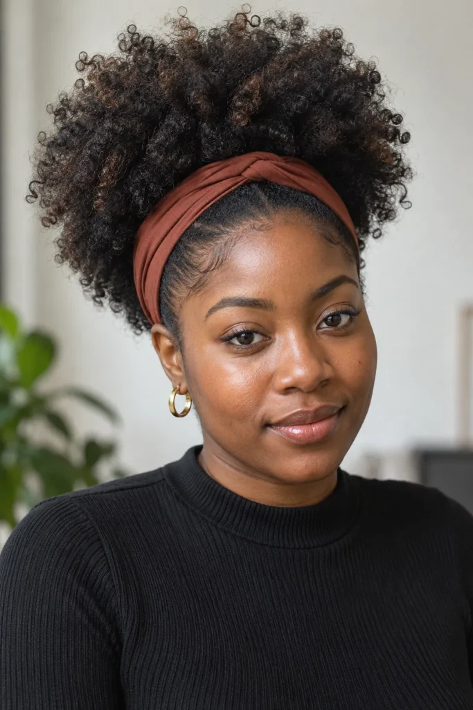 Afro puff with a headband